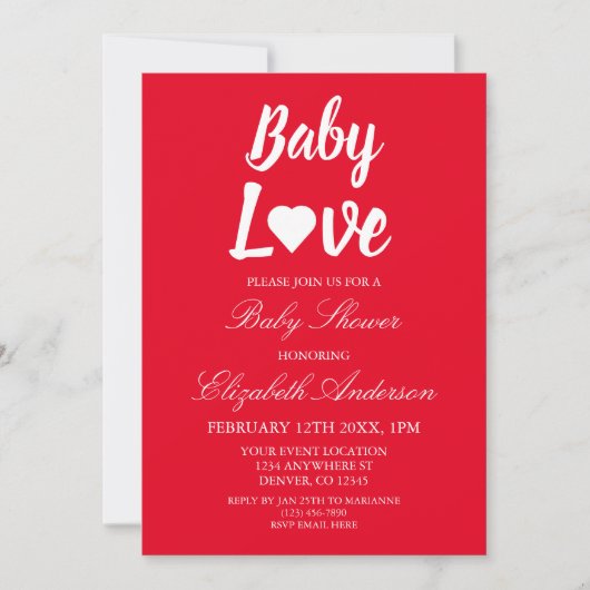 Baby Love Heart Baby shower Kaart (Voorkant)