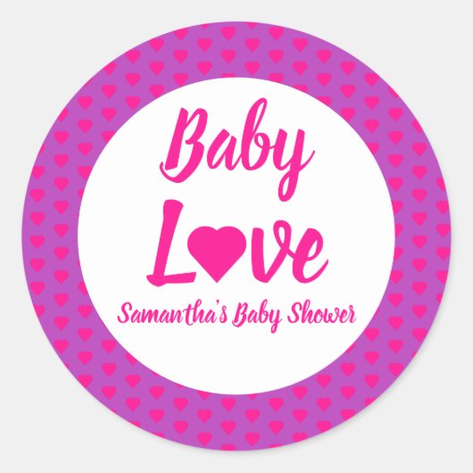Baby Love Heart Baby shower Ronde Sticker (Voorkant)