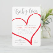 Baby Love Heart Baby shower Uitnodiging (Staand voorkant)