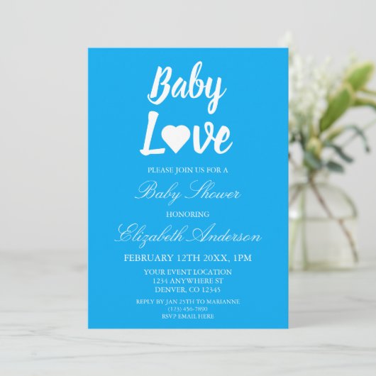 Baby Love Heart Boy Baby shower Kaart (Staand voorkant)