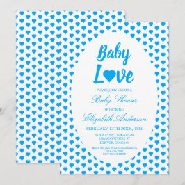 Baby Love Heart Boy Baby shower Kaart