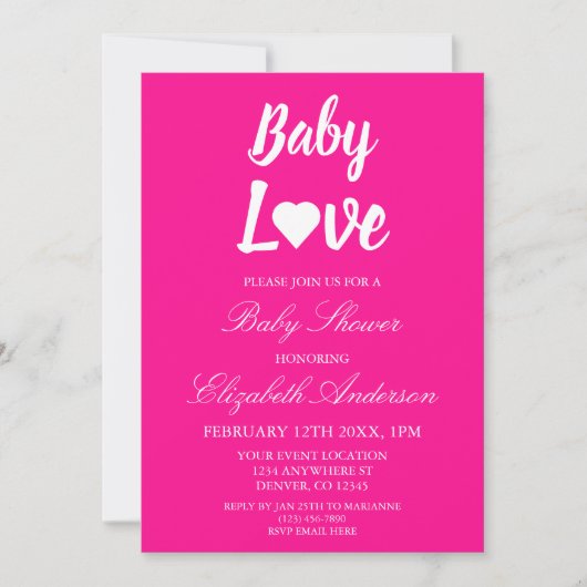 Baby Love Heart Girl Baby shower Kaart (Voorkant)