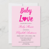 Baby Love Heart Girl Baby shower Kaart (Voorkant)