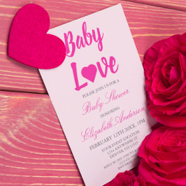 Baby Love Heart Girl Baby shower Kaart