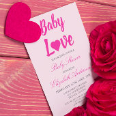 Baby Love Heart Girl Baby shower Kaart