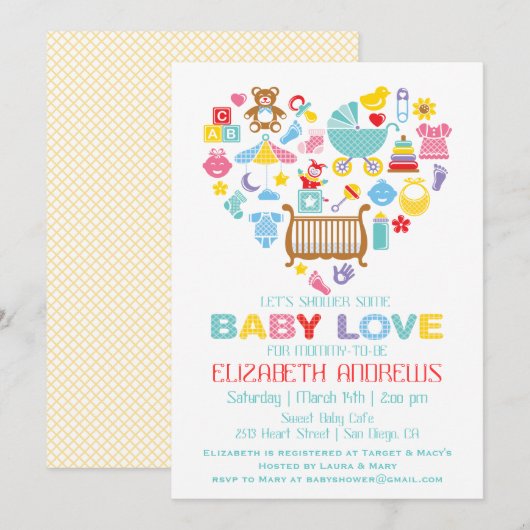 Baby Love Heart Shower Uitnodiging (Voorkant / Achterkant)