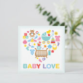 Baby Love Heart Shower Uitnodiging (Staand voorkant)