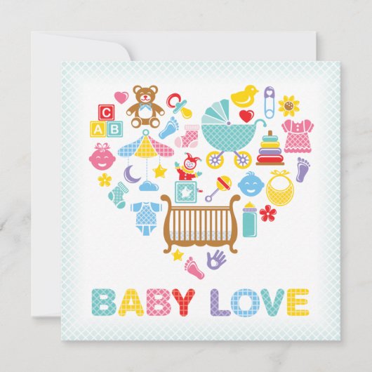 Baby Love Heart Shower Uitnodiging (Voorkant)