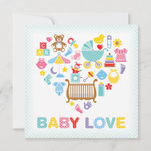 Baby Love Heart Shower Uitnodiging