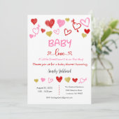 Baby Love Invitation, Baby shower Invitation Kaart (Staand voorkant)