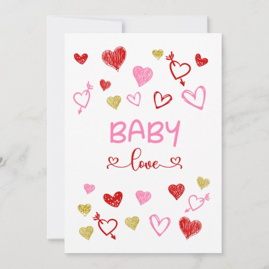 Baby Love Invitation, Baby shower Invitation Kaart (Achterkant)