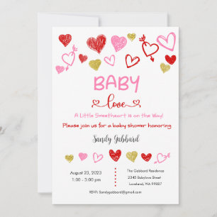 Baby Love Invitation, Baby shower Invitation Kaart