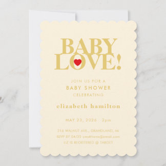 BABY LOVE! Krachtige Crème Gouden Baby Shower Uitn Kaart