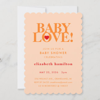 BABY LOVE! Krachtige Oranje Baby Shower Uitnodigin Kaart