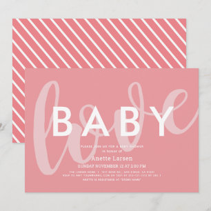 Baby Love minimalistisch roze Baby shower Kaart