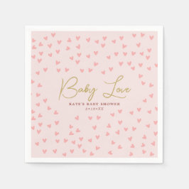 Baby Love Pink Hearts Girl Baby shower Servet