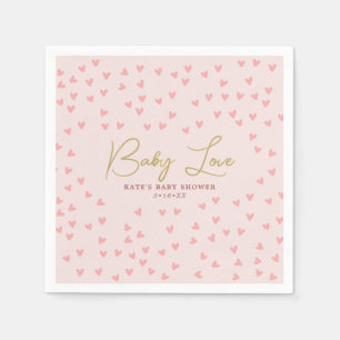 Baby Love Pink Hearts Girl Baby shower Servet