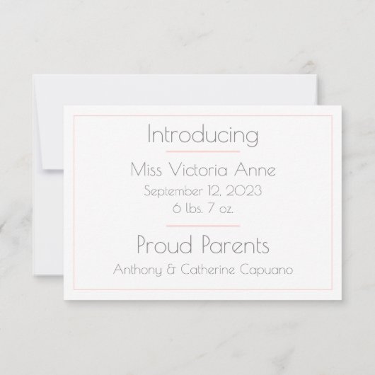 Baby Love Pink Typography Foto Birth Announounding (Achterkant)