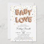 Baby Love | Roos Gold Baby shower Kaart (Voorkant)