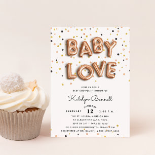 Baby Love   Roos Gold Baby shower Kaart