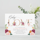 Baby Love roos Gold Bourgogne Blush Meisje Douche Kaart (Staand voorkant)