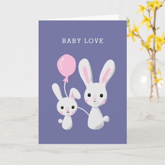 Baby Love | Schattigee Bunnies Newborn Gefelicitee Kaart (Gele Bloem)
