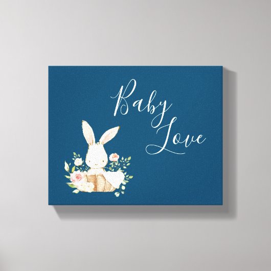Baby Love Script Roze Blue Girl Woodland Animal Canvas Afdruk (Voorkant)