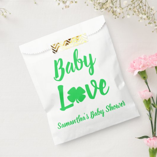 Baby Love Shamrock Baby shower Bedankzakje (Gezegeld)