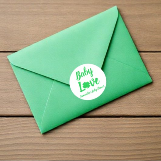 Baby Love Shamrock Baby shower Ronde Sticker