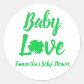 Baby Love Shamrock Baby shower Ronde Sticker (Voorkant)