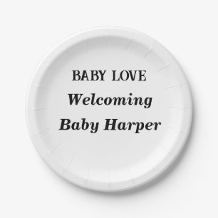 Baby Love Shower Borden – Custom Name Party Design Papieren Bordje
