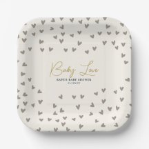 Baby Love Taupe Hearts Gender Neutral Baby shower