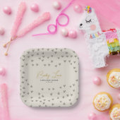 Baby Love Taupe Hearts Gender Neutral Baby shower Papieren Bordje (Feest)
