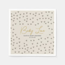 Baby Love Taupe Hearts Gender Neutral Baby shower