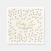 Baby Love Taupe Hearts Gender Neutral Baby shower
