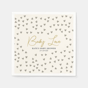 Baby Love Taupe Hearts Gender Neutral Baby shower Servet