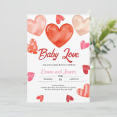 Baby Love Valentijns Baby shower Invitation Kaart (Staand voorkant)