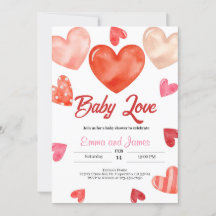 Baby Love Valentijns Baby shower Invitation