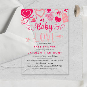 "Baby Love" Valentijnsdag Baby shower Acryl Uitnodigingen