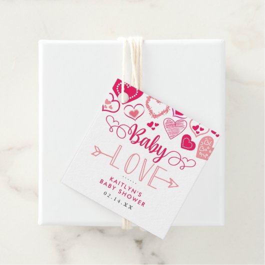 "Baby Love" Valentijnsdag Baby shower Bedankjes Labels (In situ)