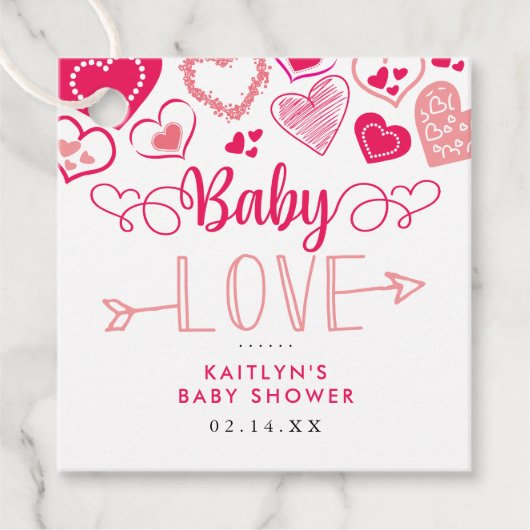 "Baby Love" Valentijnsdag Baby shower Bedankjes Labels (Voorkant)
