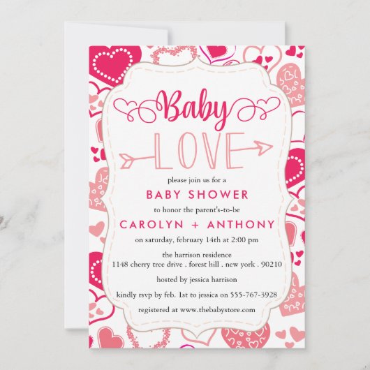 "Baby Love" Valentijnsdag Baby shower Kaart (Voorkant)