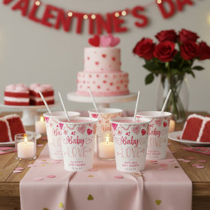 "Baby Love" Valentijnsdag Baby shower Papieren Bekers