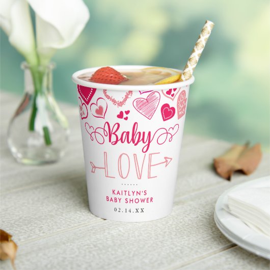"Baby Love" Valentijnsdag Baby shower Papieren Bekers (Insitu)
