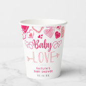 "Baby Love" Valentijnsdag Baby shower Papieren Bekers (Achterkant)