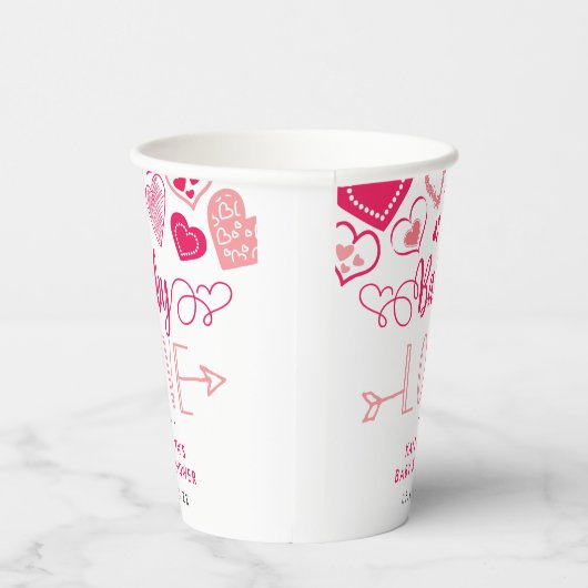 "Baby Love" Valentijnsdag Baby shower Papieren Bekers (Rechts)