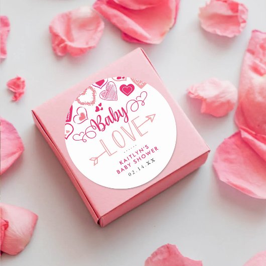 "Baby Love" Valentijnsdag Baby shower Ronde Sticker