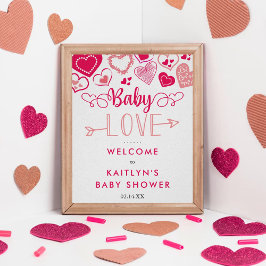 "Baby Love" Valentijnsdag Baby shower Welkom Poster