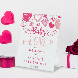 "Baby Love" Valentijnsdag Baby shower Welkom Reclamebord Met Voetstuk
