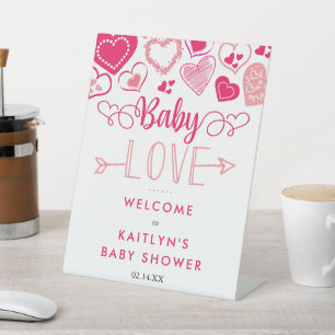 "Baby Love" Valentijnsdag Baby shower Welkom Reclamebord Met Voetstuk